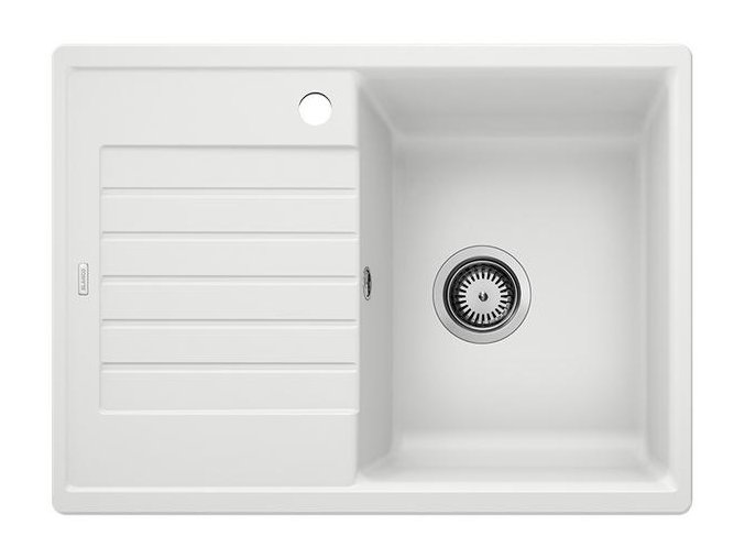 Granitový dřez Blanco ZIA 45 S Compact bílá  + Sanitární silikon + Designové masivní dřevěné krájecí prkénko z akácie