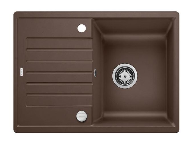 Granitový dřez Blanco ZIA 45 S Compact káva s excentrem  + Sanitární silikon + Designové masivní dřevěné krájecí prkénko z akácie