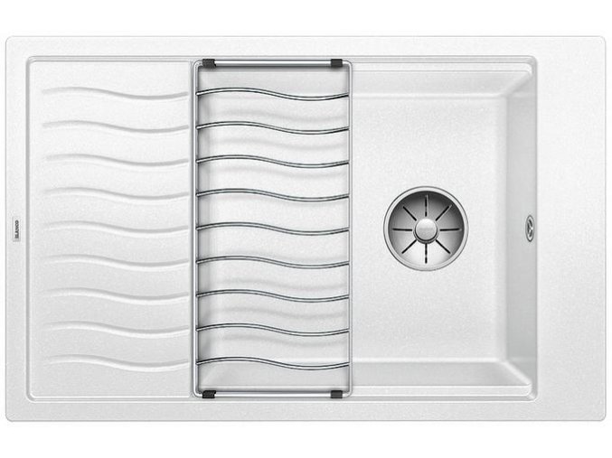 Granitový dřez Blanco ELON XL 6 S InFino bílá + příslušenství  + Sanitární silikon + Designové masivní dřevěné krájecí prkénko z akácie