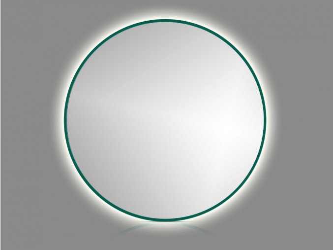 zrcadlo RoundLine matny zeleny ram s osvetlenim image foto 1