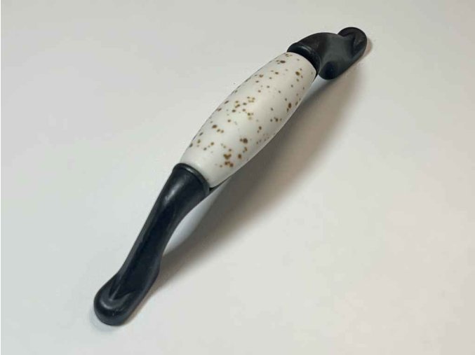 Porcelánová úchytka Naja staročerná porcelán s motivem 10 VPP