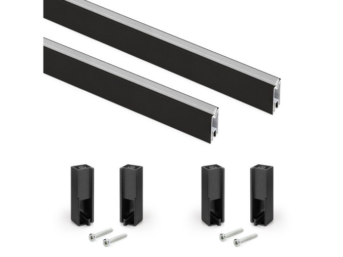 Set 2x šatní tyč 750 mm + držáky do půdy korpusu, černá matná