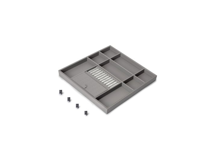 Emuca Quartz organizér zásuvky – eco‑kůže, dřevo, titan