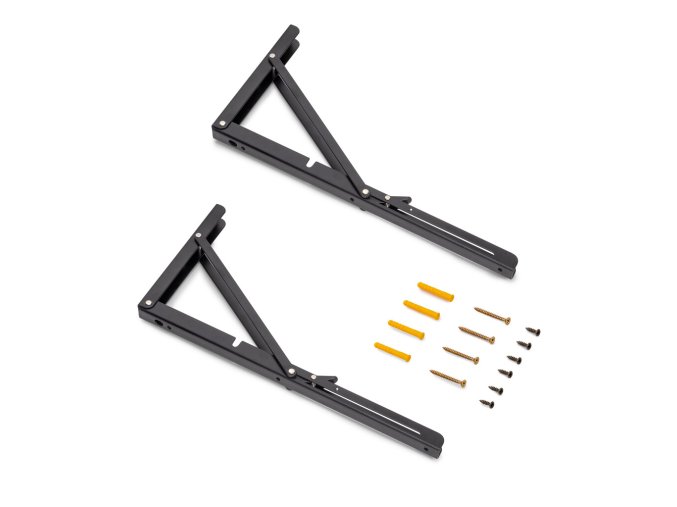 Sklopný konzolový držák na polici černý – nosník 203 / 303 / 403 mm s pojistkou