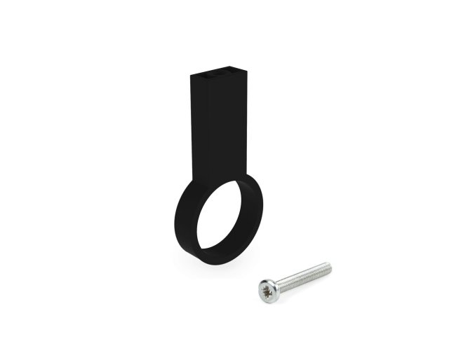 Středový držák pro šatní tyč Ø 28 mm – černý lakovaný, slitina Zamak