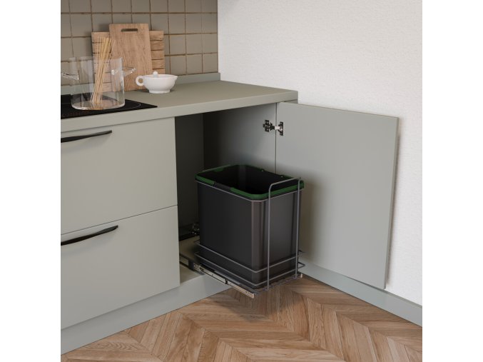 Výsuvný vestavný odpadkový koš do kuchyně 35 l – antracitový