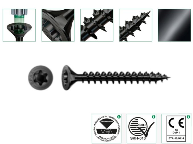 Vrut SPAX 3,5x16 TORX zápustná hlava černý techn