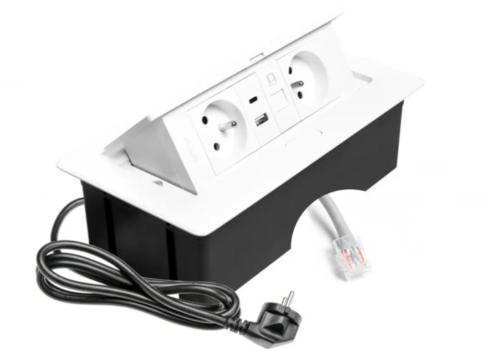 Zásuvka Multibox RJ45 bílá kabely