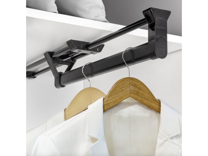 Výsuvný věšák do skříně - Strong černý 350 mm