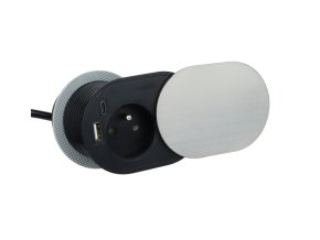 vestavna zasuvka slide 1x 230v a 1x usb a+c nabijecka nerez