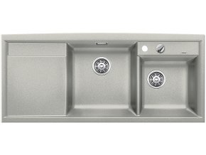Granitový dřez Blanco AXIA II 8 S perlově šedá dřez vpravo s excentrem 520535  + Sanitární silikon + Designové masivní dřevěné krájecí prkénko z akácie