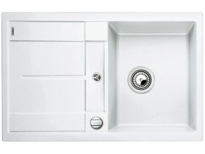 Granitový dřez Blanco METRA 45 S F montáž do roviny bílá s excentrem 519083  + Sanitární silikon + Designové masivní dřevěné krájecí prkénko z akácie