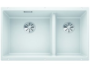 Granitový dřez Blanco SUBLINE 430/270 U InFino bílá 523155  + Sanitární silikon + Designové masivní dřevěné krájecí prkénko z akácie