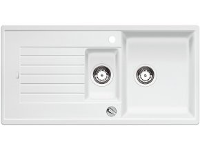 Granitový dřez Blanco ZIA 6 S bílá s excentrem 514734  + Sanitární silikon + Designové masivní dřevěné krájecí prkénko z akácie