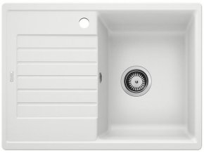 Granitový dřez Blanco ZIA 45 S Compact bílá  + Sanitární silikon + Designové masivní dřevěné krájecí prkénko z akácie