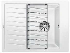 Granitový dřez Blanco ELON 45 S InFino bílá + odkapávací rošt nerez 524828  + Sanitární silikon + Designové masivní dřevěné krájecí prkénko z akácie