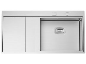 Nerezový dřez Sinks XERON 1000 pravý 1,2mm s excentrem  + Čistící pasta pro nerezové dřezy SINKS + Designové masivní dřevěné krájecí prkénko z akácie