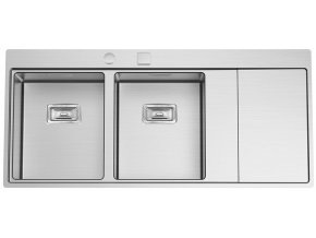 Nerezový dřez Sinks XERON 1160 DUO levý 1,2mm s excentrem  + Čistící pasta pro nerezové dřezy SINKS + Designové masivní dřevěné krájecí prkénko z akácie