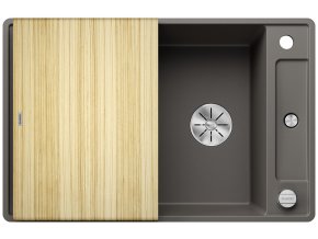 Blanco AXIA III 45 S-F InFino silgranit šedá vulkán dřez vpravo s excentrem a dř. deskou