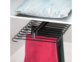 Výsuvný věšák na kalhoty, 11 tyčí, plnovýsuv, černá