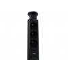 Vysuvný sloupek 3x 230V + USB nabíječka A+C černý detail