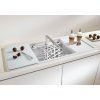 Granitový dřez Blanco ALAROS 6 S kávová + skleněná krájecí deska černá a excentr 516565  + Sanitární silikon + Designové masivní dřevěné krájecí prkénko z akácie