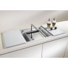 Granitový dřez Blanco ALAROS 6 S kávová + skleněná krájecí deska černá a excentr 516565  + Sanitární silikon + Designové masivní dřevěné krájecí prkénko z akácie