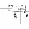 Granitový dřez Blanco AXIA II 5 S bílá s excentrem přísluš. ano 516805  + Sanitární silikon + Designové masivní dřevěné krájecí prkénko z akácie