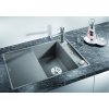 Granitový dřez Blanco AXIA III 45 S-F InFino šedá skála + skleněná krájecí deska a excentr 523200  + Sanitární silikon + Designové masivní dřevěné krájecí prkénko z akácie