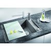 Granitový dřez Blanco AXIA III 45 S-F InFino šedá skála + skleněná krájecí deska a excentr 523200  + Sanitární silikon + Designové masivní dřevěné krájecí prkénko z akácie