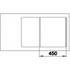 Granitový dřez Blanco AXIA III 45 S-F InFino šedá skála + skleněná krájecí deska a excentr 523200  + Sanitární silikon + Designové masivní dřevěné krájecí prkénko z akácie