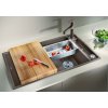 Granitový dřez Blanco AXIA III 5 S InFino tartufo + dřevěná krájecí deska a excentr 523212  + Sanitární silikon + Designové masivní dřevěné krájecí prkénko z akácie