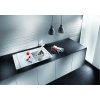 Granitový dřez Blanco AXIA III 5 S-F InFino bílá + skleněná krájecí deska a excentr 523234  + Sanitární silikon + Designové masivní dřevěné krájecí prkénko z akácie
