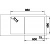 Granitový dřez Blanco AXIA III 6 S InFino tartufo dřez vpravo + skleněná krájecí deska, odkap. nerezová miska a excentr 523480  + Sanitární silikon + Designové masivní dřevěné krájecí prkénko z akácie