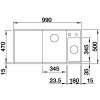 Granitový dřez Blanco AXIA III 6 S-F InFino antracit dřez vpravo + skleněná krájecí deska, odkap. nerezová miska a excentr 523489  + Sanitární silikon + Designové masivní dřevěné krájecí prkénko z akácie