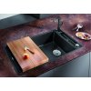 Granitový dřez Blanco AXIA III XL 6 S InFino káva + dřevěná krájecí deska a excentr 523509  + Sanitární silikon + Designové masivní dřevěné krájecí prkénko z akácie