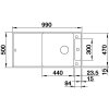 Granitový dřez Blanco AXIA III XL 6 S-F InFino bílá + skleněná krájecí deska a excentr 523529  + Sanitární silikon + Designové masivní dřevěné krájecí prkénko z akácie