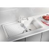 Granitový dřez Blanco CLASSIC 5 S tartufo s excentrem a odkapovou miskou 517304  + Sanitární silikon + Designové masivní dřevěné krájecí prkénko z akácie