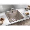 Granitový dřez Blanco DALAGO 45 tartufo s excentrem 517317  + Sanitární silikon + Designové masivní dřevěné krájecí prkénko z akácie