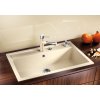 Granitový dřez Blanco DALAGO 8 bílá s excentrem 516633  + Sanitární silikon + Designové masivní dřevěné krájecí prkénko z akácie