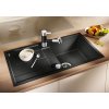 Granitový dřez Blanco METRA 5 S F montáž do roviny šedá skála s excentrem 519102  + Sanitární silikon + Designové masivní dřevěné krájecí prkénko z akácie