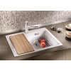 Granitový dřez Blanco PLEON 8 InFino šedá skála 523044  + Sanitární silikon + Designové masivní dřevěné krájecí prkénko z akácie