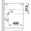 Granitový dřez Blanco SUBLINE 320 F montáž do roviny InFino šedá skála 523417  + Sanitární silikon + Designové masivní dřevěné krájecí prkénko z akácie