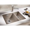 Granitový dřez Blanco SUBLINE 340/160 U béžová champagne dřez vlevo 518587  + Sanitární silikon + Designové masivní dřevěné krájecí prkénko z akácie