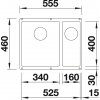 Granitový dřez Blanco SUBLINE 340/160 U tartufo s excentrem dřez vpravo 520409  + Sanitární silikon + Designové masivní dřevěné krájecí prkénko z akácie