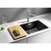 Granitový dřez Blanco SUBLINE 500 IF Steel Frame antracit 519430  + Sanitární silikon + Designové masivní dřevěné krájecí prkénko z akácie