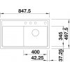 Granitový dřez Blanco ZENAR 45 S-F InFino bílá dřez vlevo + dřevěná krájecí deska a excentr 523828  + Sanitární silikon + Designové masivní dřevěné krájecí prkénko z akácie