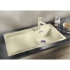 Granitový dřez Blanco ZENAR 5 S-F InFino šedá skála dřez vpravo s excentrem 523874  + Sanitární silikon + Designové masivní dřevěné krájecí prkénko z akácie