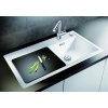 Granitový dřez Blanco ZENAR XL 6 S InFino muškát dřez vpravo + skleněná krájecí deska černá, misky a excentr 523952  + Sanitární silikon + Designové masivní dřevěné krájecí prkénko z akácie