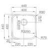 Nerezový dřez Sinks INDUS 440 V 1,0mm leštěný  + Čistící pasta pro nerezové dřezy SINKS + Designové masivní dřevěné krájecí prkénko z akácie